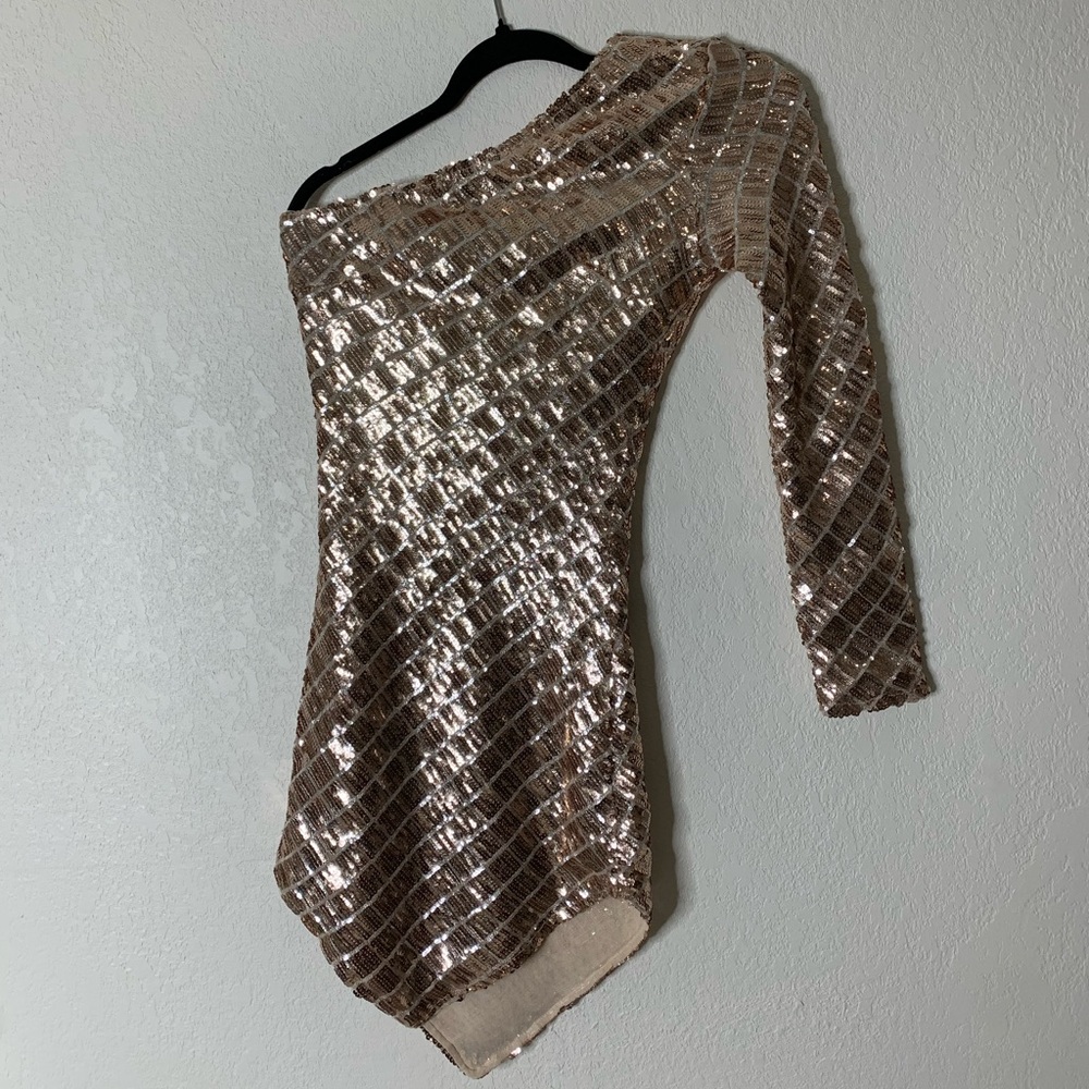 Gold Sequin Mini Dress